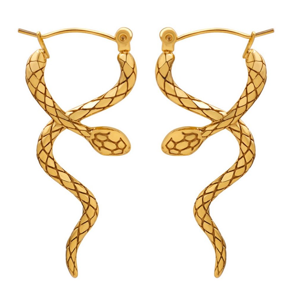 Dangling Snake Gold Earrings
